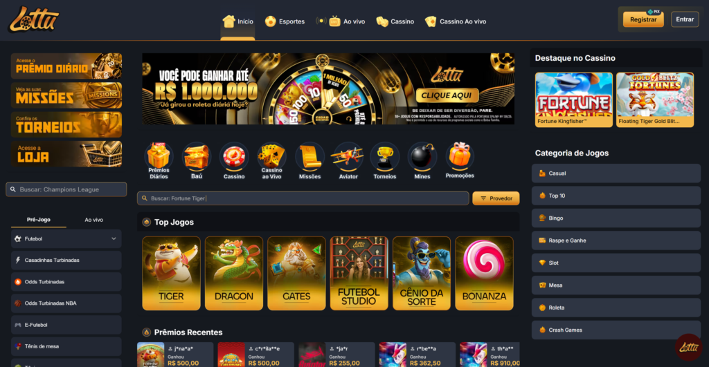 interface da plataforma da lottu